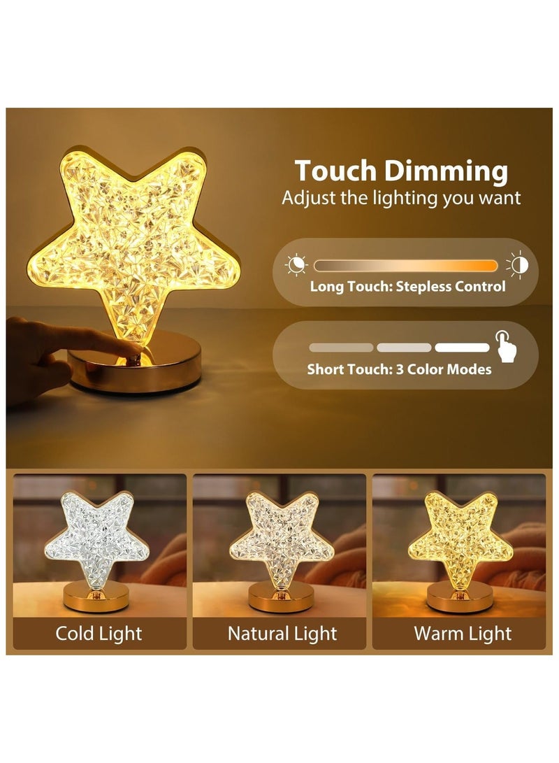Diamond Star Decoration Table Lamp Night Light with Three Color and Dimming Feature Ambient Light Creative Table Suitable for Bedside Night Light and Bedroom and Living Room - Image 4
