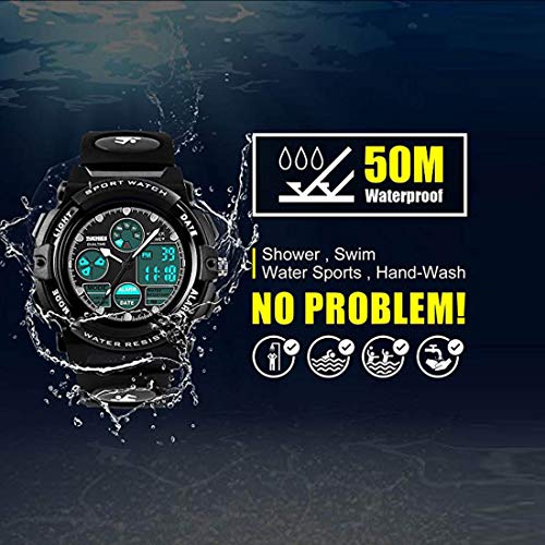 Cofuo Black Watch for Kids Boys 5-16 Years Old, Digital Sports Waterproof Watch for s, Birthday Presents, Outdoor Activities - Image 4