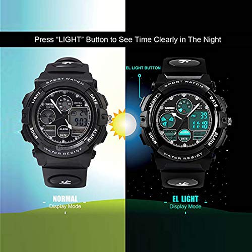 Cofuo Black Watch for Kids Boys 5-16 Years Old, Digital Sports Waterproof Watch for s, Birthday Presents, Outdoor Activities - Image 5