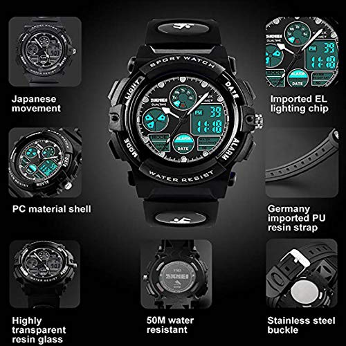 Cofuo Black Watch for Kids Boys 5-16 Years Old, Digital Sports Waterproof Watch for s, Birthday Presents, Outdoor Activities - Image 2