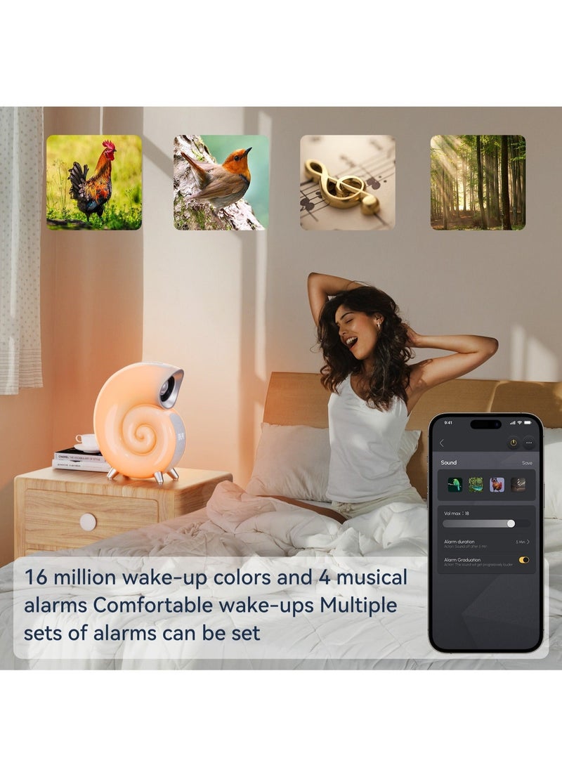 Generic - White Noise Machine, Wireless Smart Bluetooth Speaker, Creative Conch-shape with Adjustable LED Ambience Light Use as Alarm-clock/Decoration - Image 1