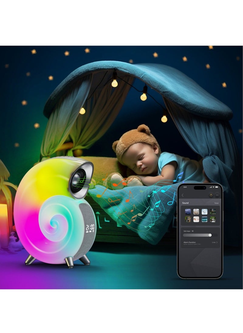 Generic - White Noise Machine, Wireless Smart Bluetooth Speaker, Creative Conch-shape with Adjustable LED Ambience Light Use as Alarm-clock/Decoration - Image 1
