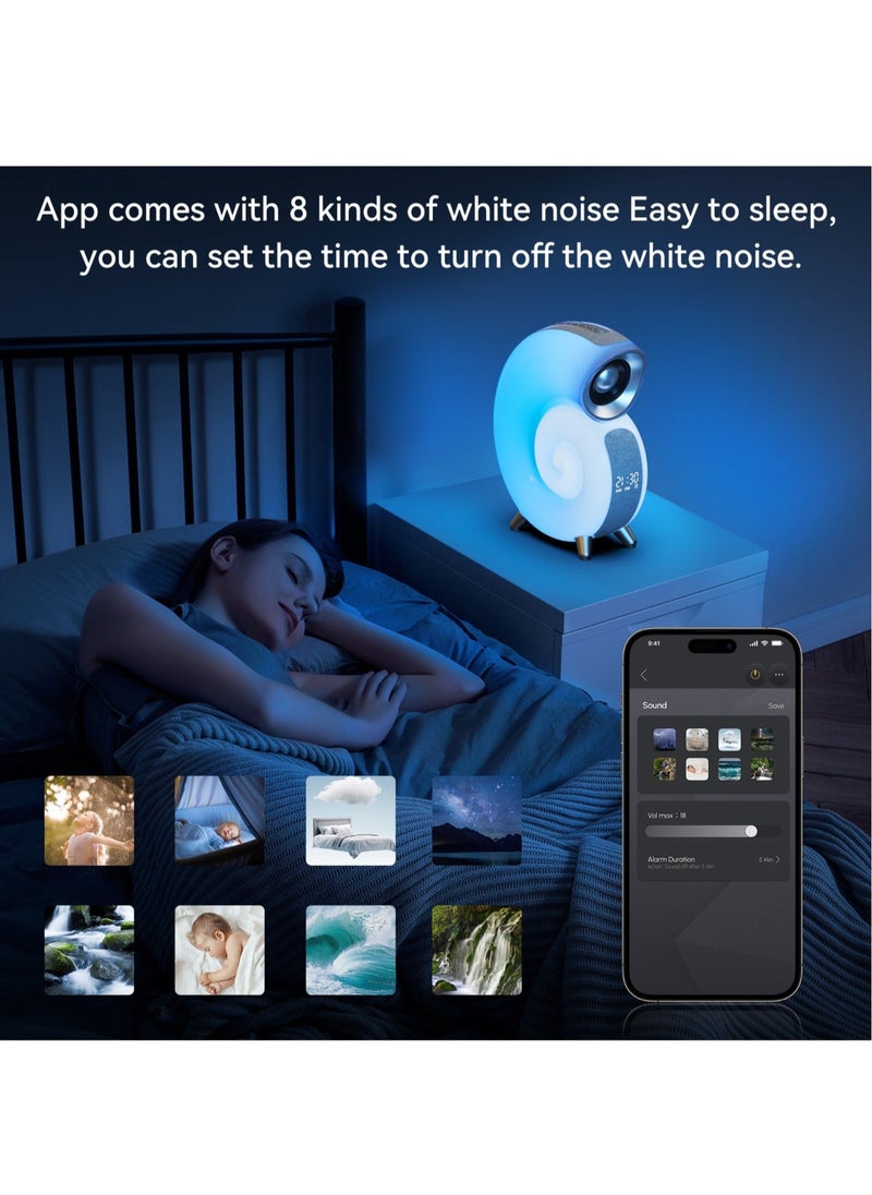 Generic - White Noise Machine, Wireless Smart Bluetooth Speaker, Creative Conch-shape with Adjustable LED Ambience Light Use as Alarm-clock/Decoration - Image 1