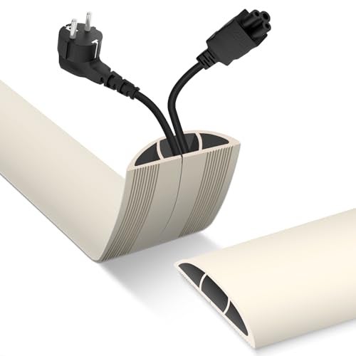 DBHXXMB-HH Floor Cord Cover, Cable Protector, 0.63W x 0.31H inches, Wire Cover for Extension Cords, Floor Cable Covers Prevent Cable Trips (Beige, 50-10 Feet) - Image 1