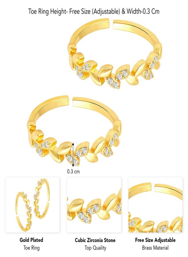 Peora Gold Plated Cubic Zirconia Studded Adjustable Toe Ring Stylish Fancy Daily Regular Jewellery for Girls and Women - Image 5