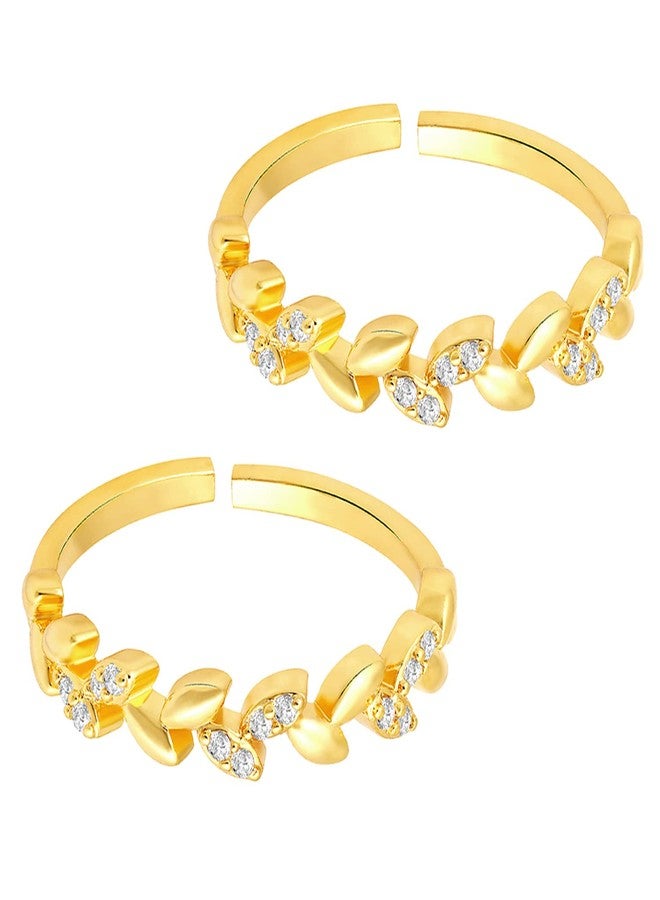 Peora Gold Plated Cubic Zirconia Studded Adjustable Toe Ring Stylish Fancy Daily Regular Jewellery for Girls and Women - Image 4