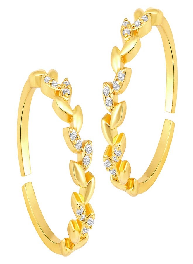 Peora Gold Plated Cubic Zirconia Studded Adjustable Toe Ring Stylish Fancy Daily Regular Jewellery for Girls and Women - Image 1