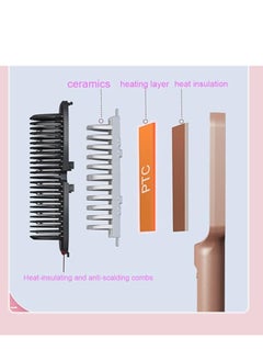 General Hair Straightening Brush, 10s Fast Ceramic Heating PTC Hair Straightening Brush Hot Comb, 5 Temperature Settings Negative Ion Technology Anti-Scald Design, Suitable for Medium and Long Hair  - Image 5