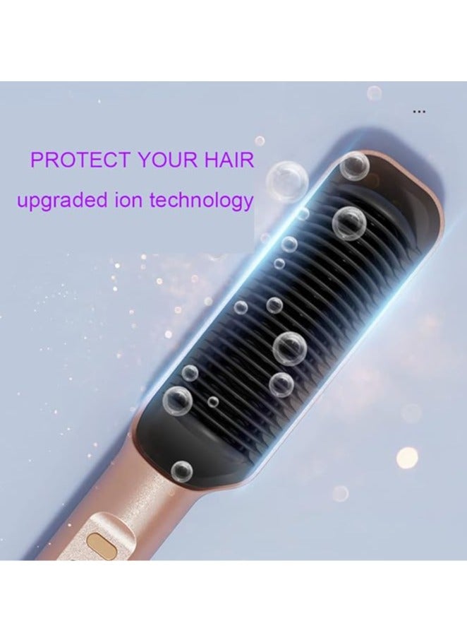 عام فرشاة تصفيف الشعر المستقيم، سريعة في التسخين بتقنية السيراميك بي تي سي PTC، تحتوي على 5 إعدادات للحرارة وتعمل بتقنية الأيونات السالبة لحماية الشعر، تصميم مقاوم للحروق ومناسبة للشعر المتوسط والطويل. - Image 2