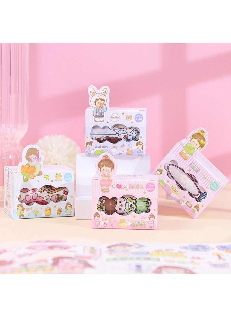 Generic Cute Cartoon Series Special Oil Hand Tape Stickers Handbook Material Decoration Colorful Paper Tape Full Set [Maruko cross-dressing series] single box 