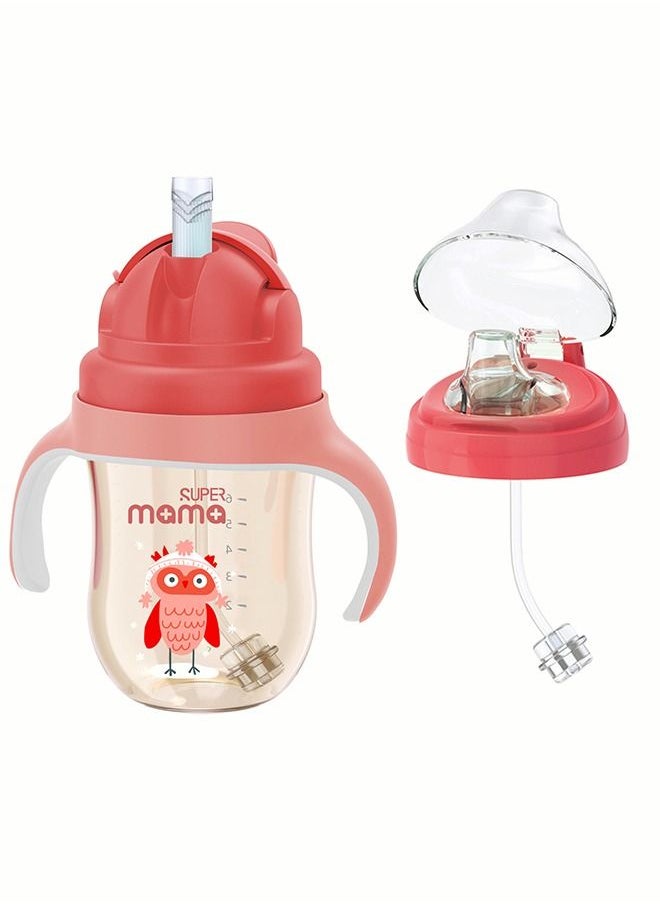 SUPERMAMA - PPSU Baby Sippy Cup Boys and Girls Toddler Straw Cups Kids Water Bottle Spill Proof for School Outdoor Or Indoor BPA Free Easy To Hold Red 266ml - Image 1