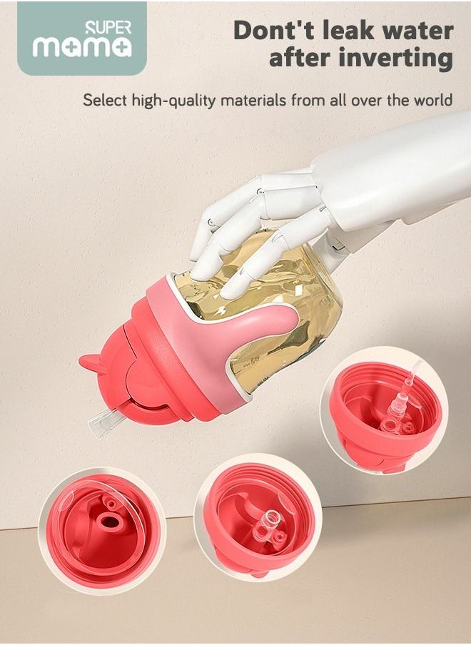 SUPERMAMA - PPSU Baby Sippy Cup Boys and Girls Toddler Straw Cups Kids Water Bottle Spill Proof for School Outdoor Or Indoor BPA Free Easy To Hold Red 266ml - Image 1
