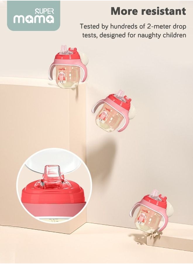 SUPERMAMA - PPSU Baby Sippy Cup Boys and Girls Toddler Straw Cups Kids Water Bottle Spill Proof for School Outdoor Or Indoor BPA Free Easy To Hold Red 266ml - Image 1