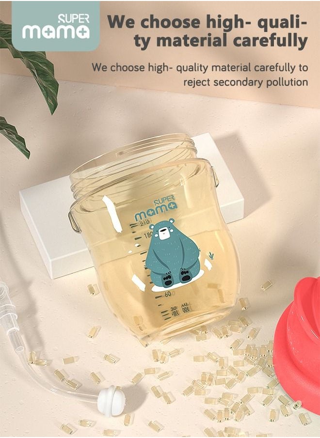 SUPERMAMA - PPSU Baby Sippy Cup Boys and Girls Toddler Straw Cups Kids Water Bottle Spill Proof for School Outdoor Or Indoor BPA Free Easy To Hold Red 266ml - Image 1