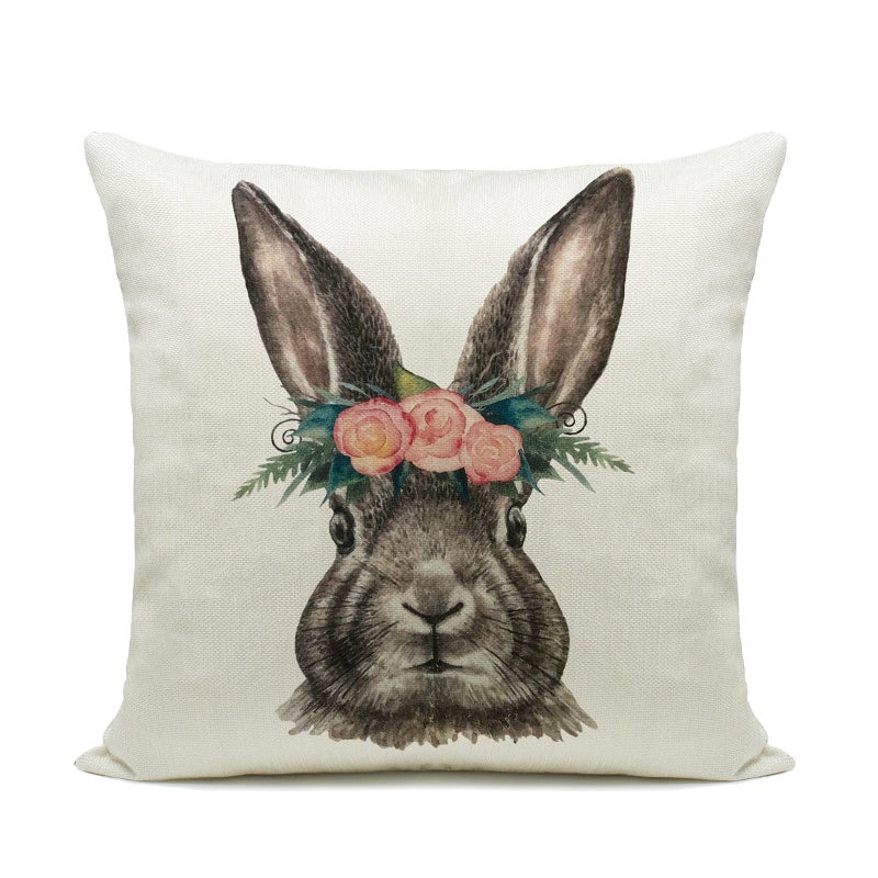 Hlonon Easter Decorations Throw Pillow Cover Set of 2 Farmhouse Decorative Pillows Rabbits Home DÃ©cor Rustic for Spring Easter (18 x 18 in) - Image 3