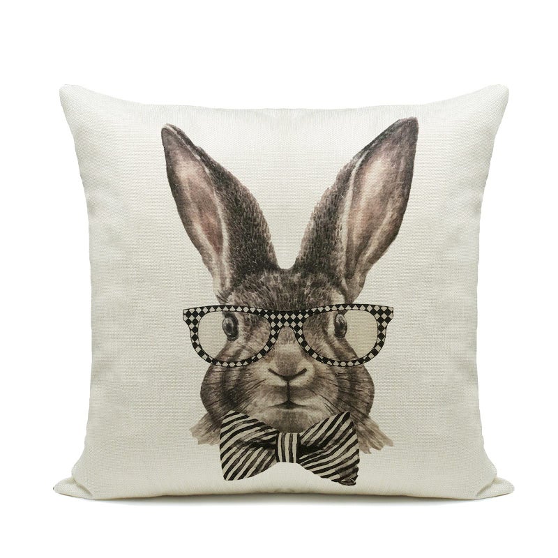 Hlonon Easter Decorations Throw Pillow Cover Set of 2 Farmhouse Decorative Pillows Rabbits Home DÃ©cor Rustic for Spring Easter (18 x 18 in) - Image 4