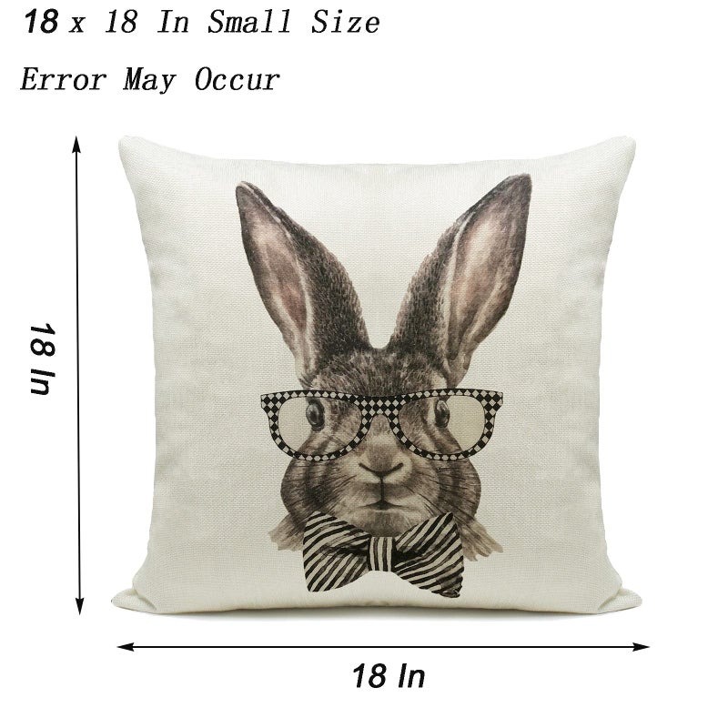 Hlonon Easter Decorations Throw Pillow Cover Set of 2 Farmhouse Decorative Pillows Rabbits Home DÃ©cor Rustic for Spring Easter (18 x 18 in) - Image 2
