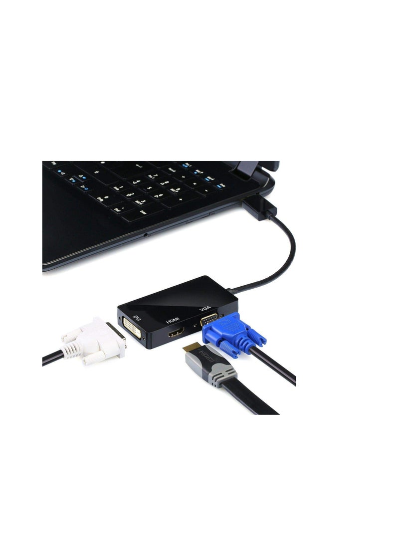 محول منفذ شاشة العرض 3 في 1 إلى منفذ اتش دي ام اي / دي في اي / في جي ايه من كابل كرييشن، يدعم دقة اتش دي ام اي 4K x 2K، باللون الأسود، متوافق مع الكمبيوتر - Image 2