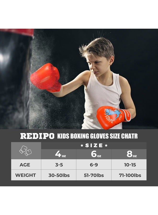 Redipo Kids Boxing Gloves for Boys and Girls, Youth Boxing Training Gloves for Kids 3-15, 4&6OZ Punching Bag Kickboxing Thai Mitts MMA Training Sparring Gloves - Image 5