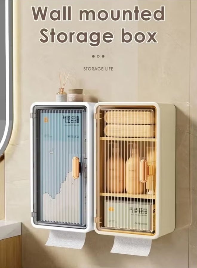 Tissue Box,Tissue Wall Box,Perforation-Free Tissue Dispenser Wall Mounted Toilet Paper Holder Drying Sheet Holder Tissue Holder Clear Tissue Storage Tissue Inverted Box,High aesthetic shelf, high-end storage box, simple large paper drawer box  - Image 3