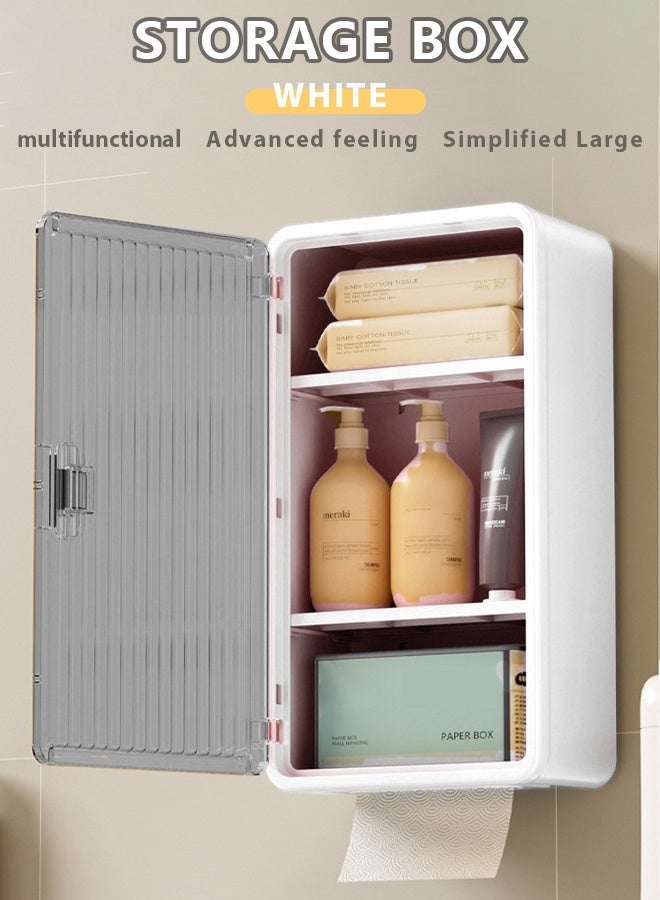 Tissue Box,Tissue Wall Box,Perforation-Free Tissue Dispenser Wall Mounted Toilet Paper Holder Drying Sheet Holder Tissue Holder Clear Tissue Storage Tissue Inverted Box,High aesthetic shelf, high-end storage box, simple large paper drawer box  - Image 1