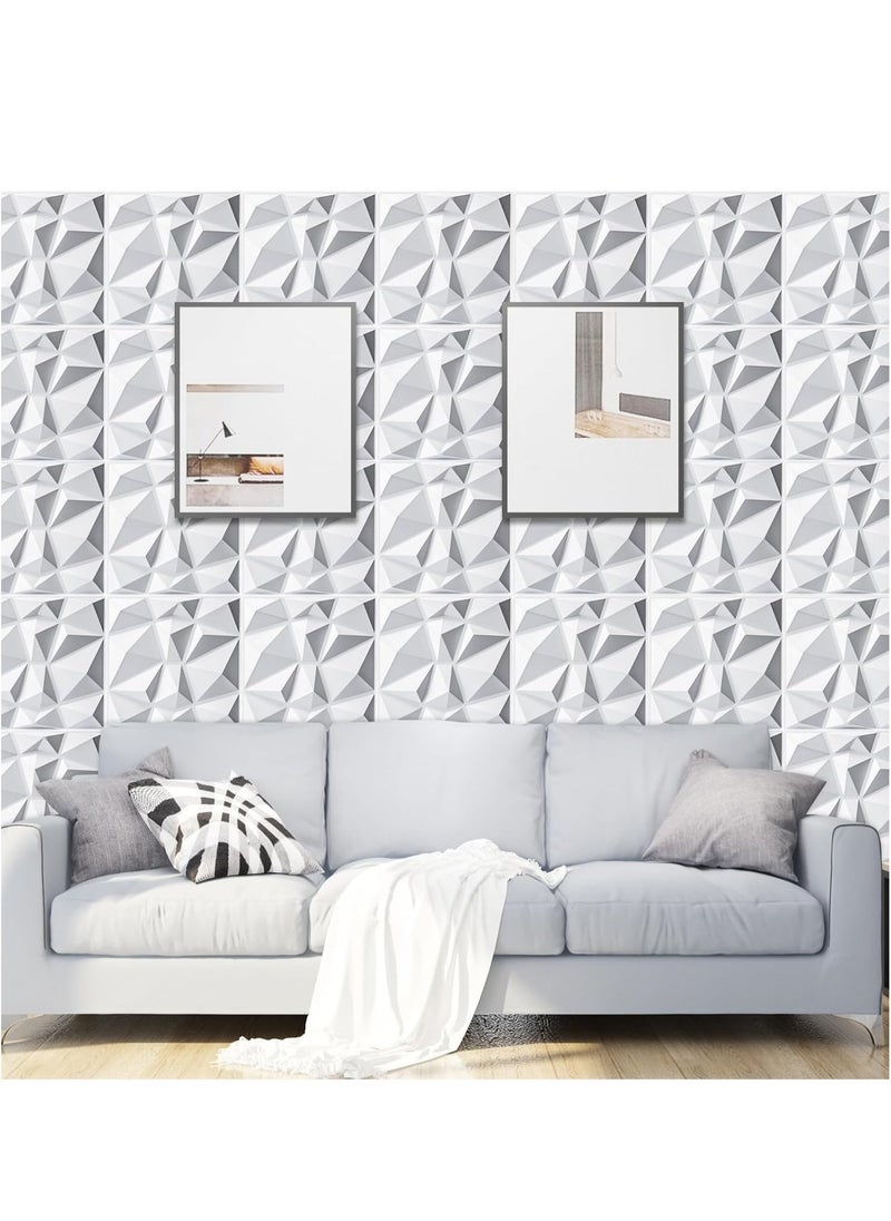 نكومي 12 عبوة ألواح حائط ثلاثية الأبعاد، ألواح حائط بتصميم ماسي ثلاثي الأبعاد 50 سم × 50 سم بولي كلوريد الفينيل عالي الجودة مثالي لجدار الألعاب يمكن استخدامه أيضًا كألواح سقف أبيض  - Image 5