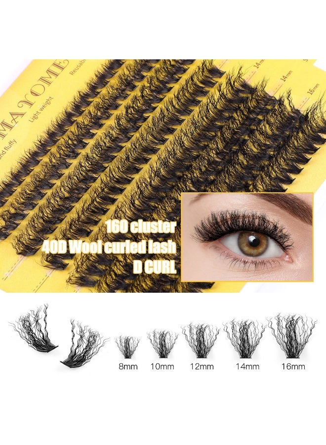 فلاي رود 160 قطعة رموش صناعية فردية بكثافة 40D و كيراتين مجعد مع غراء - رموش سوداء كثيفة مع ملقط وفرشاة مزدوجة - Image 3