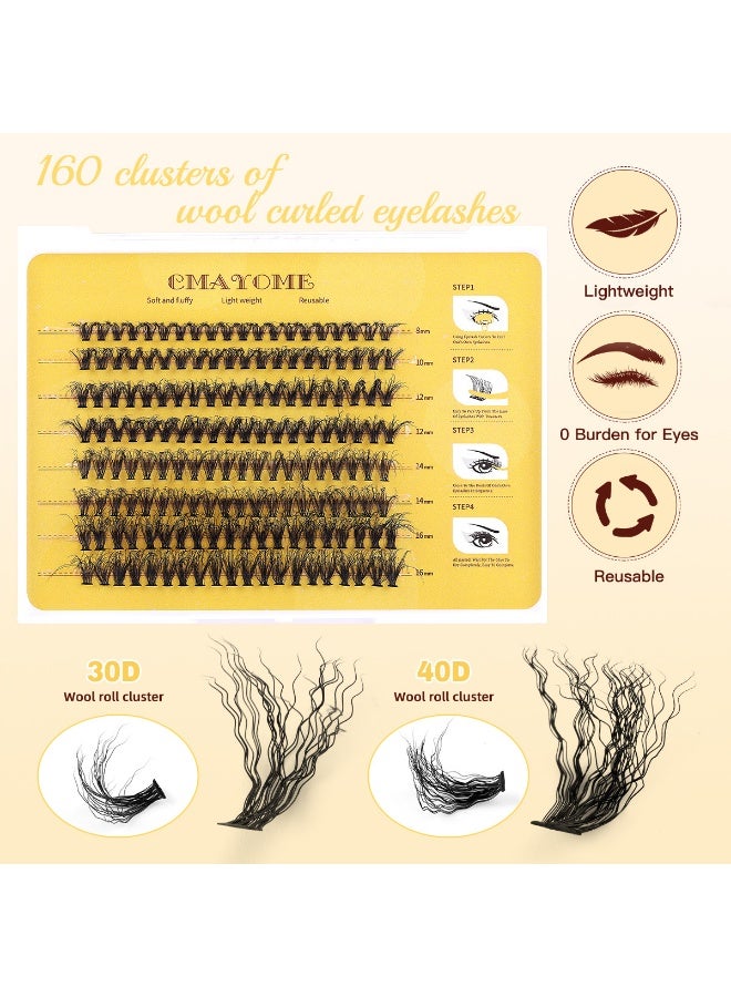 فلاي رود 160 قطعة رموش صناعية فردية بكثافة 40D و كيراتين مجعد مع غراء - رموش سوداء كثيفة مع ملقط وفرشاة مزدوجة - Image 2