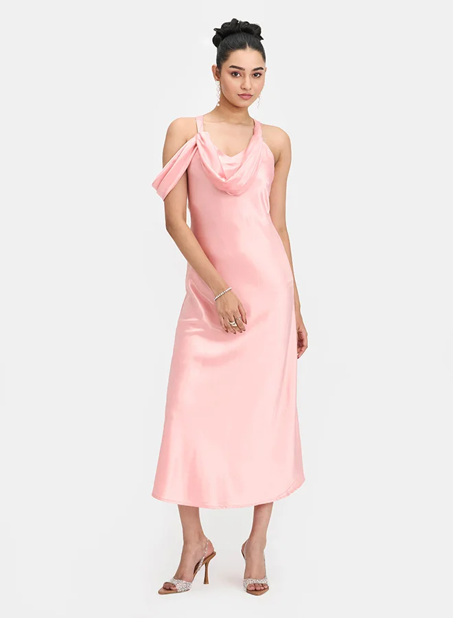 Virgio VIRGIO Satin Cowl Neck Slim Dress
