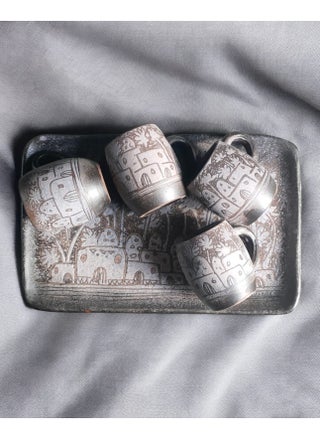Unique Pottery Tray with 4 Mugs - Hand-Engraved and Painted | Microwave and Oven Safe | Distinctive Decorative and Serving Piece (22x35 cm) - pzsku/ZC7352E0F16E88C84C01BZ/45/1744725449/6c0a33a9-4089-43ce-ad2e-9cddcbca8bf2