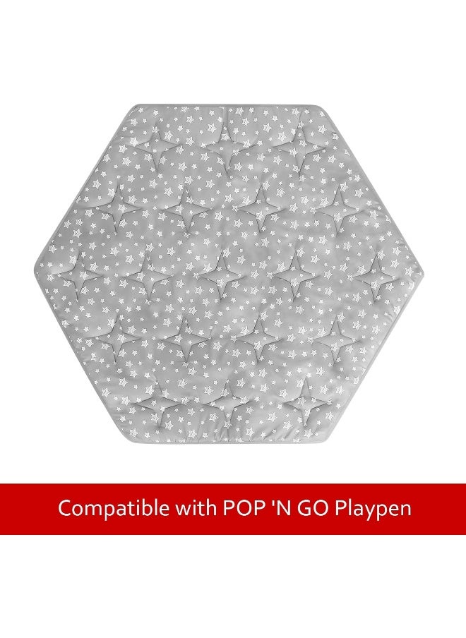 Moonsea Moonsea Hexagon Playpen Mat Compatible with POP 'N GO Baby Playpen, 59 Inch Hexagon Playpen Mattress Pad, Non Slip and Cushion Play Mat Grey with Star Print  - Image 5