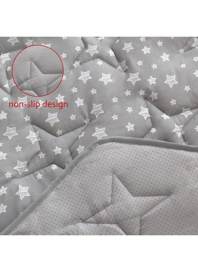 Moonsea Moonsea Hexagon Playpen Mat Compatible with POP 'N GO Baby Playpen, 59 Inch Hexagon Playpen Mattress Pad, Non Slip and Cushion Play Mat Grey with Star Print  - Image 4