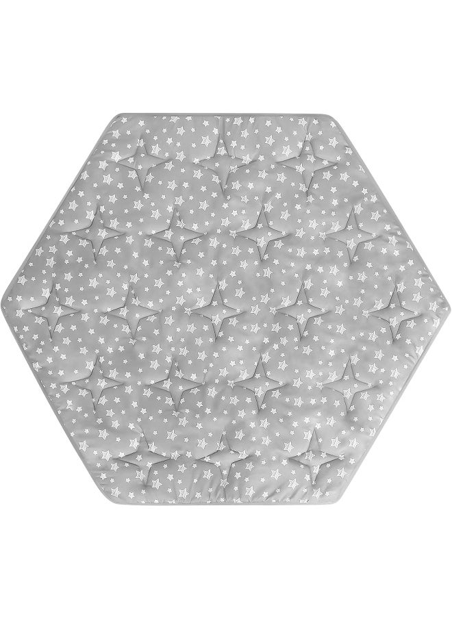 Moonsea Moonsea Hexagon Playpen Mat Compatible with POP 'N GO Baby Playpen, 59 Inch Hexagon Playpen Mattress Pad, Non Slip and Cushion Play Mat Grey with Star Print  - Image 1