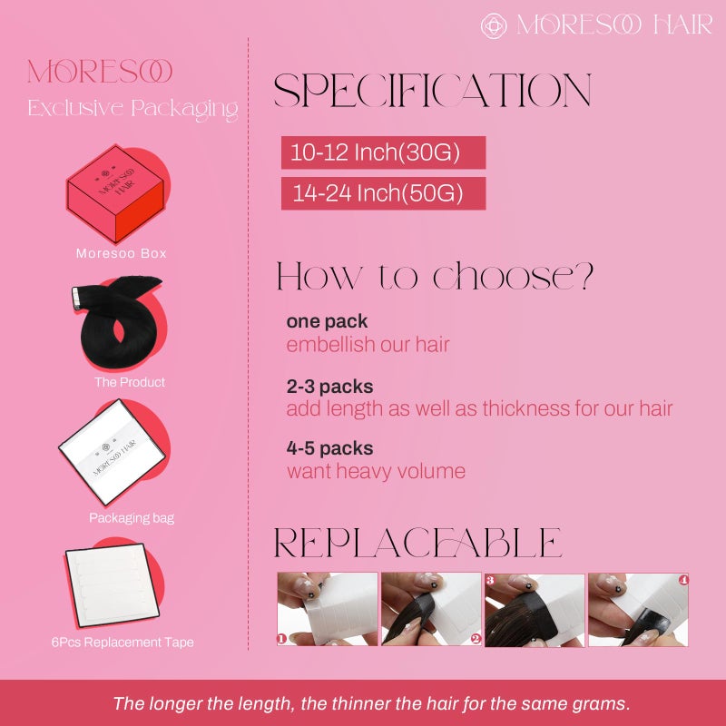 Moresoo Tape in Hair Extensions Blonde Human Hair Extensions Tape in Invisible Glue in Extensions Real Human Hair Highlighted Blonde Extensions Glue in Human Hair 16 Inch #P6/60 20pcs 50g - Image 4