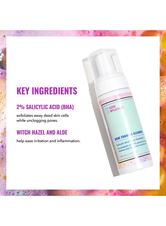 منظف رغوي لحب الشباب من جود موليكلز - غسول رغوي للوجه مضاد لحب الشباب مع حمض الساليسيليك وBHA لعلاج البثور - عناية بالبشرة للوجه مع الصبار وبندق الساحرة - Image 3