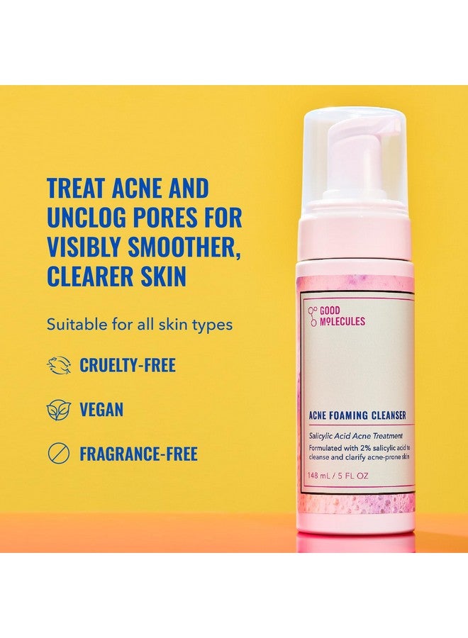 منظف رغوي لحب الشباب من جود موليكلز - غسول رغوي للوجه مضاد لحب الشباب مع حمض الساليسيليك وBHA لعلاج البثور - عناية بالبشرة للوجه مع الصبار وبندق الساحرة - Image 2