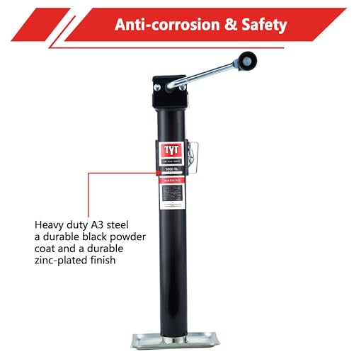 TYT 5000 lbs Weld On Pipe Mount Swivel Trailer Jack, 10" Vertical Travel Trailer Tongue Jack for Boat Trailer, Pop-up Camper, Small Travel Trailer - Image 5