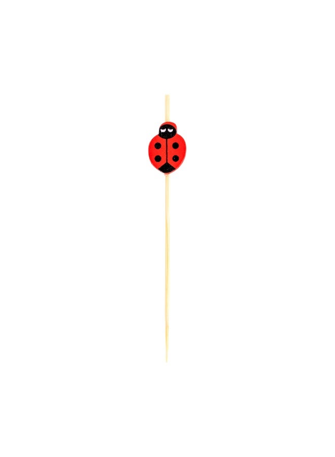 Restaurantware 3.9 x 0.7 Inch Party Toothpicks, 1000 Disposable Cocktail Skewers - Wooden Ladybug Decoration, Sharp Tips, Red Bamboo Decorative Cocktail Picks, Durable, For Garnishes Or Appetizers  - Image 1