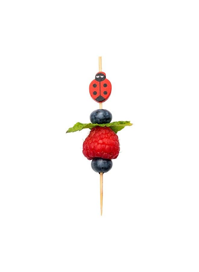 Restaurantware 3.9 x 0.7 Inch Party Toothpicks, 1000 Disposable Cocktail Skewers - Wooden Ladybug Decoration, Sharp Tips, Red Bamboo Decorative Cocktail Picks, Durable, For Garnishes Or Appetizers  - Image 2