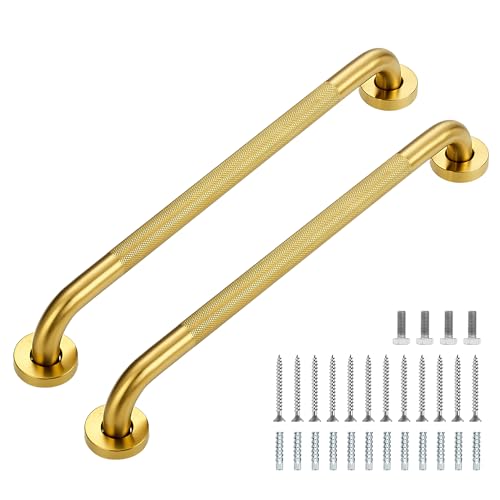 Ravinte Hardware Grab Bars for Shower 2 Pack 20Inch Anti Slip Shower Handles for Elderly Safety Shower Grab Bar Stainless Steel Handicap Grab Bars for BathroomToilet Gold 1 Diameter - Image 1