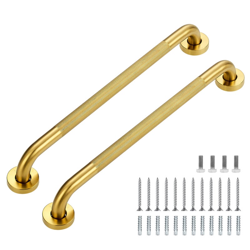 Ravinte Hardware Grab Bars for Shower 2 Pack 20Inch Anti Slip Shower Handles for Elderly Safety Shower Grab Bar Stainless Steel Handicap Grab Bars for BathroomToilet Gold 1 Diameter - Image 2