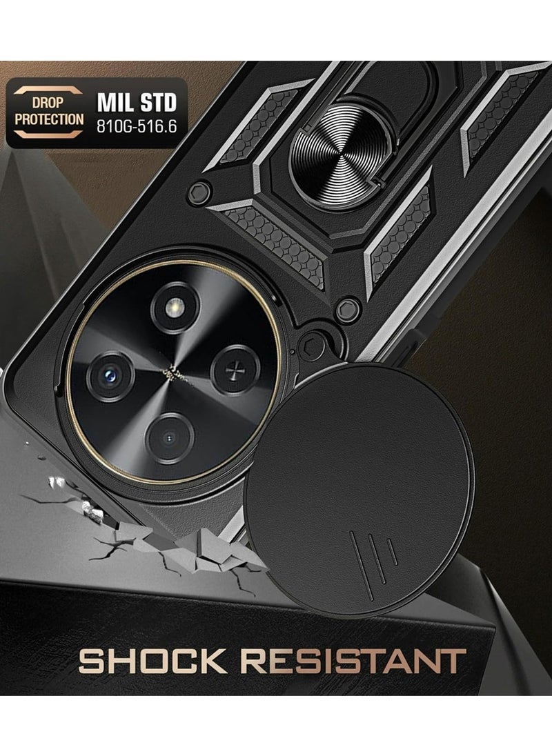 X-level - Honor X9c 5G Case Cover,Slide Camera Cover,Built-in 360° Rotate Ring Kickstand,Shockproof Test,Heavy Duty Shockproof Protective Case for Honor X9C 5G Black - Image 1