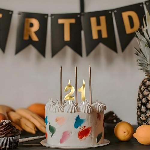 Juzfun Number Candles 4 Year Birthday Cake Decoration Fourth Year Wedding Anniversary Party Metallic Gold Colour Size : Width 5 x Height 7 CM - Image 5