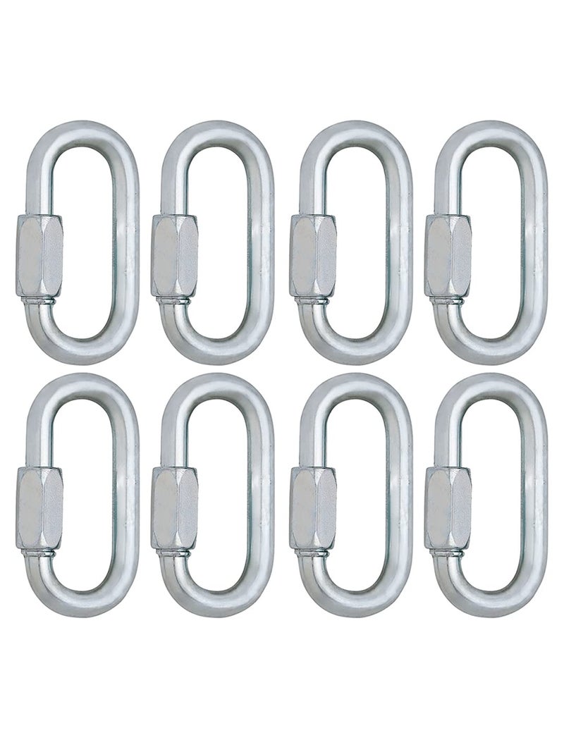 REZNOR خطاف كارابيني على شكل بيضاوي من الفولاذ المقاوم للصدأ مع رابط لولبي ثقيل الوزن للاستخدام المتعدد لرفع الأثقال والتأرجح في الجبال والتسلق في الصالة الرياضية، عبوة من 8 - Image 1