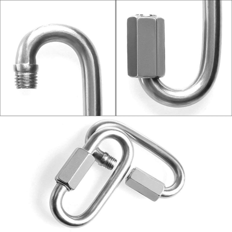 REZNOR خطاف كارابيني على شكل بيضاوي من الفولاذ المقاوم للصدأ مع رابط لولبي ثقيل الوزن للاستخدام المتعدد لرفع الأثقال والتأرجح في الجبال والتسلق في الصالة الرياضية، عبوة من 8 - Image 4