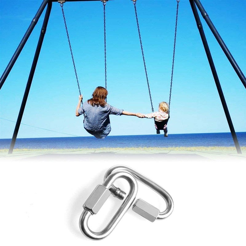 REZNOR خطاف كارابيني على شكل بيضاوي من الفولاذ المقاوم للصدأ مع رابط لولبي ثقيل الوزن للاستخدام المتعدد لرفع الأثقال والتأرجح في الجبال والتسلق في الصالة الرياضية، عبوة من 8 - Image 5