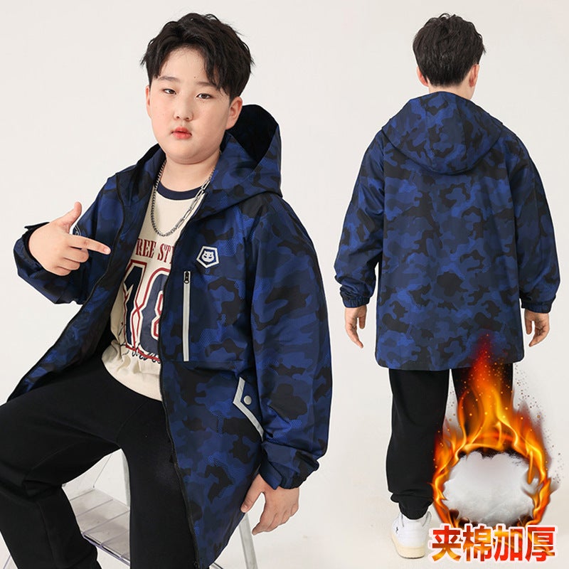 Boys' Quilted Thickened Coat Winter 2023 New Fat Boys' Children'S Clothing Boys' Extra Large Top - Image 1