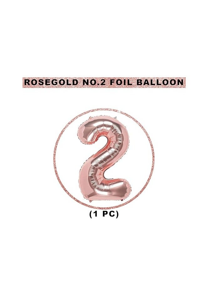 Home zone 40 Inch Rose Gold Digit Helium Foil Birthday Party Balloons Number 2 - Image 2