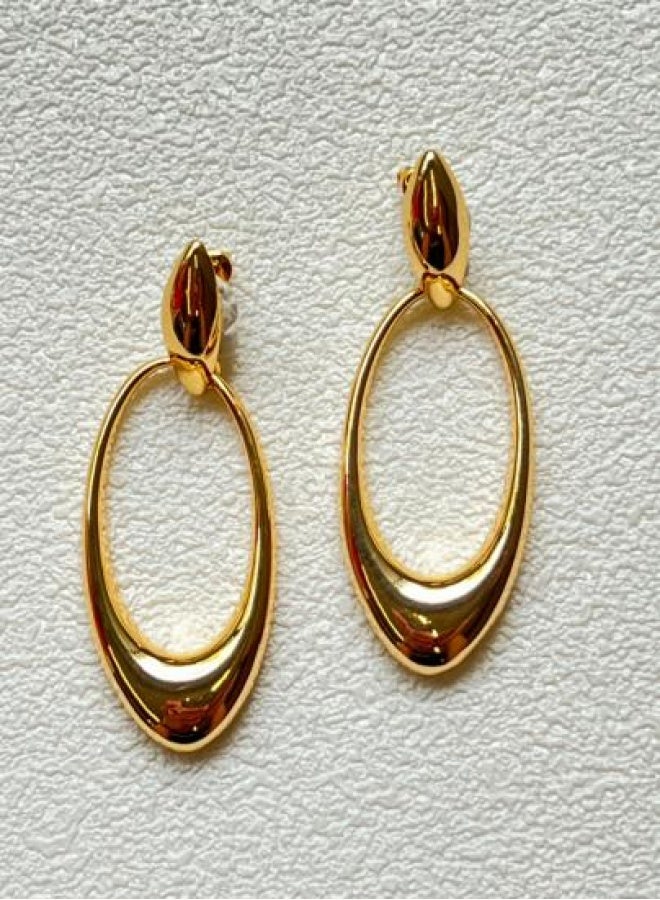 14k Gold Plated Chunky Drop Dangle Earrings for Women - Hypoallergenic Nickel-Free Two-Tone Jewelry Gift, Trendy Chunky Hoop Earrings for Everyday & Special Occasions - Image 1