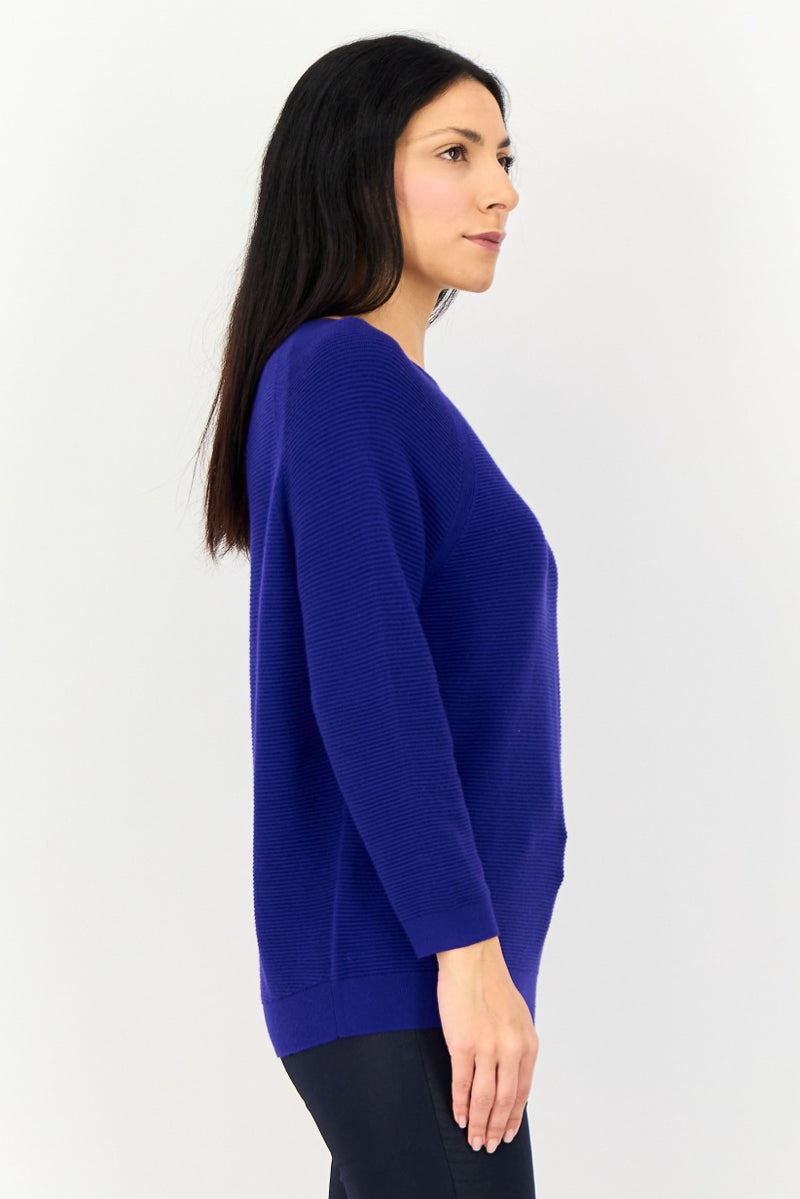 Phase Eight Women Round Neck Knitted Sweater, Indigo - Image 2